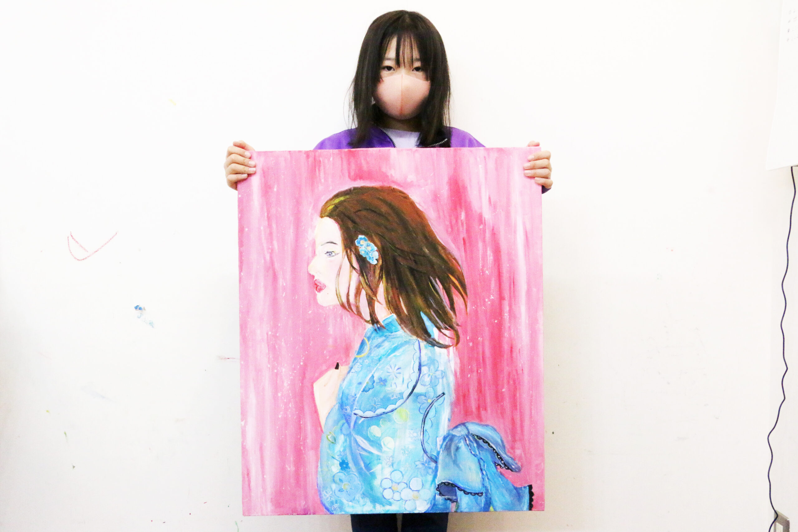 『外国人の女性と着物』 絵画アトリエクラス　内田 釉香ちゃん イメージ画像 